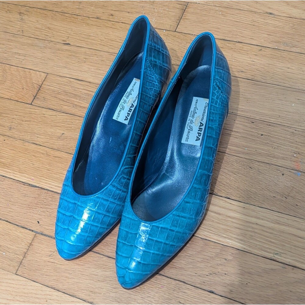 Vintage Crearioni Arpa Genuine Alligator Heels Pumps Shoes Size 7.5 Women's
